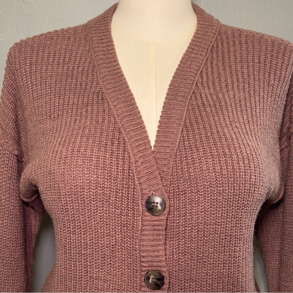 Maurices Solid Destructed Hem Button Down Up Card… - image 2